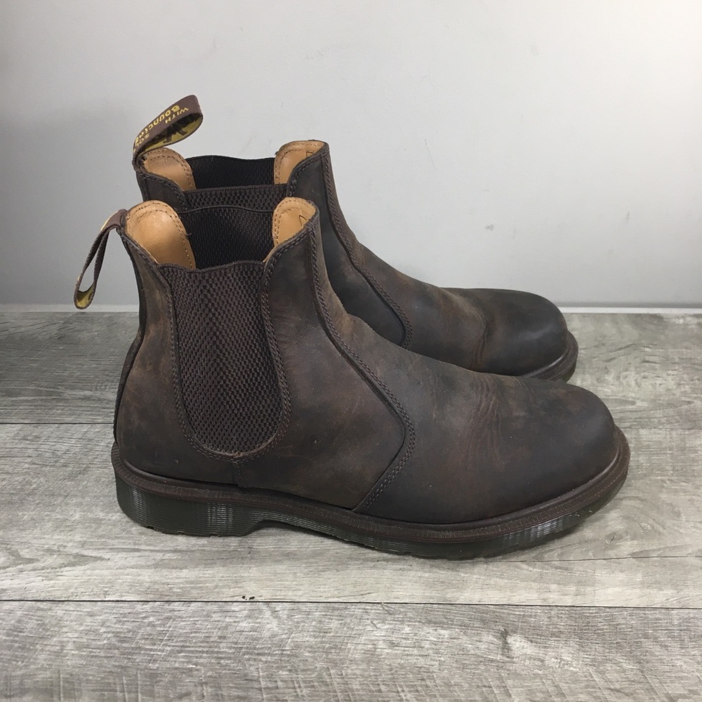 Dr Doc Martens Crazy Horse Leather 2976 Mens Chelsea Distressed Slip On Boots 10